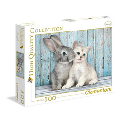 Clementoni Puzzle 500 Teile Katze mit Kaninchen