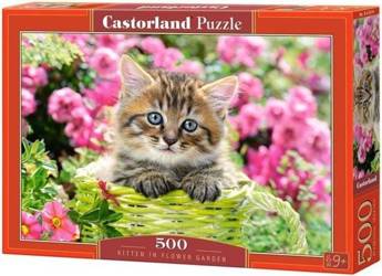 Puzzle Castorland  500 Teile - Kätzchen in einem Blumengarten