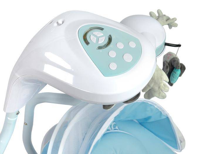 Caretero Raffi Elektrische Babyschaukel Kinder Schaukelwippe mit Mobile Blue 