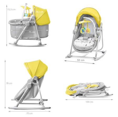 5 in 1-Babywippe Kinderkraft UNIMO yellow