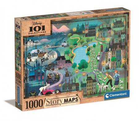 Clementoni 39665 - 1000 Teile Puzzle - 101 Dalmatiner Disney Maps