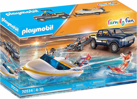 Playmobil Family Fun Figuren-Set 70534 Pickup mit Motorboot