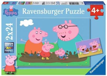 Ravensburger Puzzle  2x24 Teile Peppa Pig Spaß im Schlamm