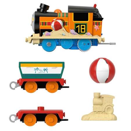 Thomas und seine Freunde- Beachy Nia Spielzeugzug, batteriebetriebener motorisierter Zugmotor mit Strandball